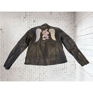 Mossi Genuine Leather Moto Bomber Jacket Sz. 10